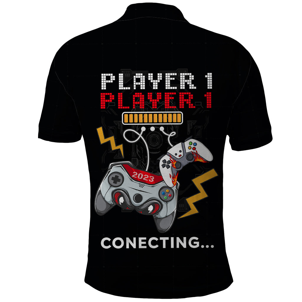 Fathers Day Polo Shirt Gamer Dad Level Up TS07