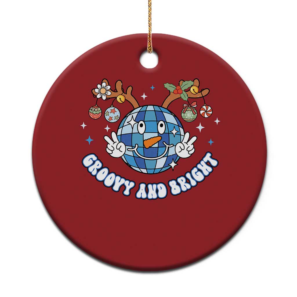 Groovy And Bright Merry Christmas Disco Ball Reindeer Christmas Ornament TS09