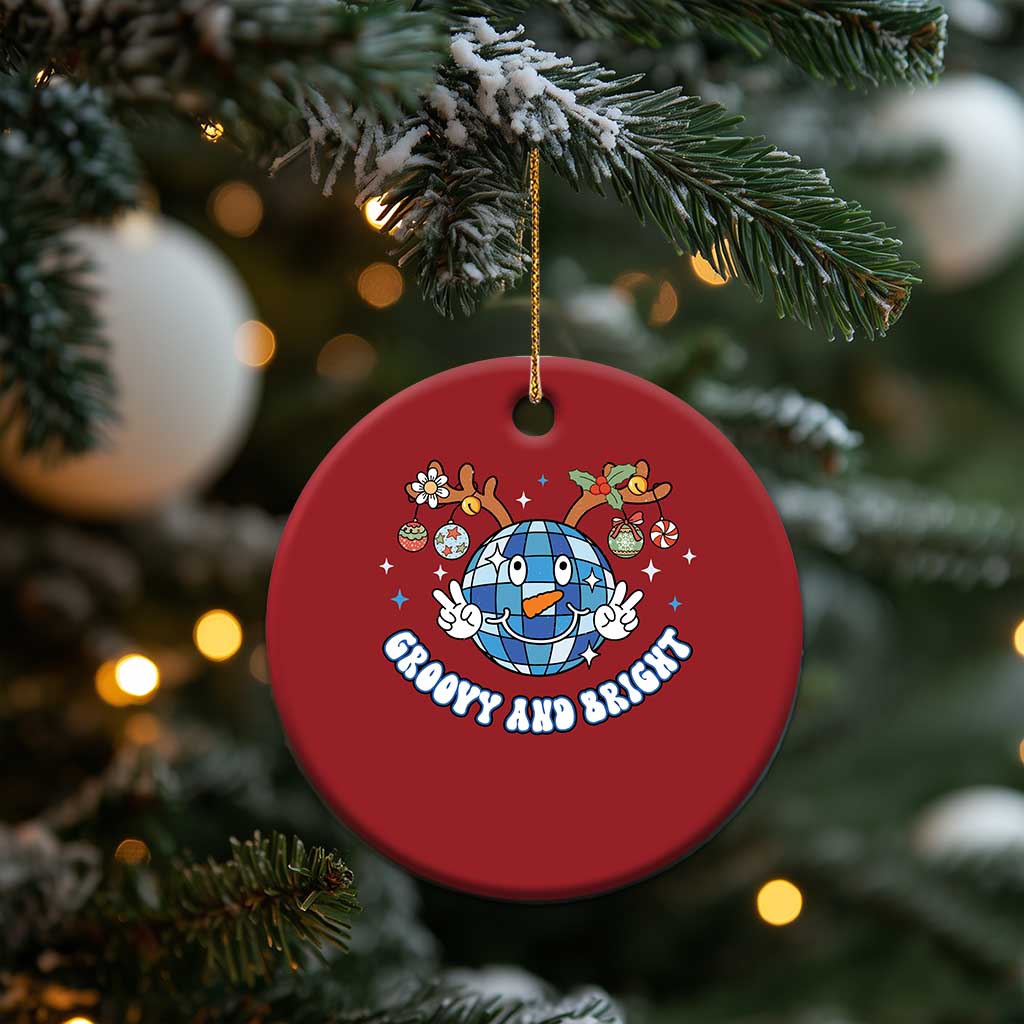 Groovy And Bright Merry Christmas Disco Ball Reindeer Christmas Ornament TS09