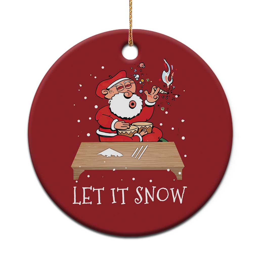 Funny Christmas Weed 420 Christmas Ornament Cocaine Let It Snow Naughty Santa Snorting TS09