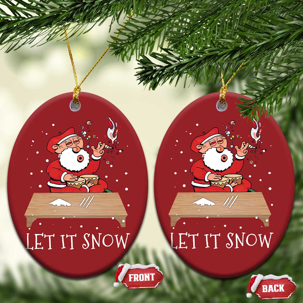 Funny Christmas Weed 420 Christmas Ornament Cocaine Let It Snow Naughty Santa Snorting TS09