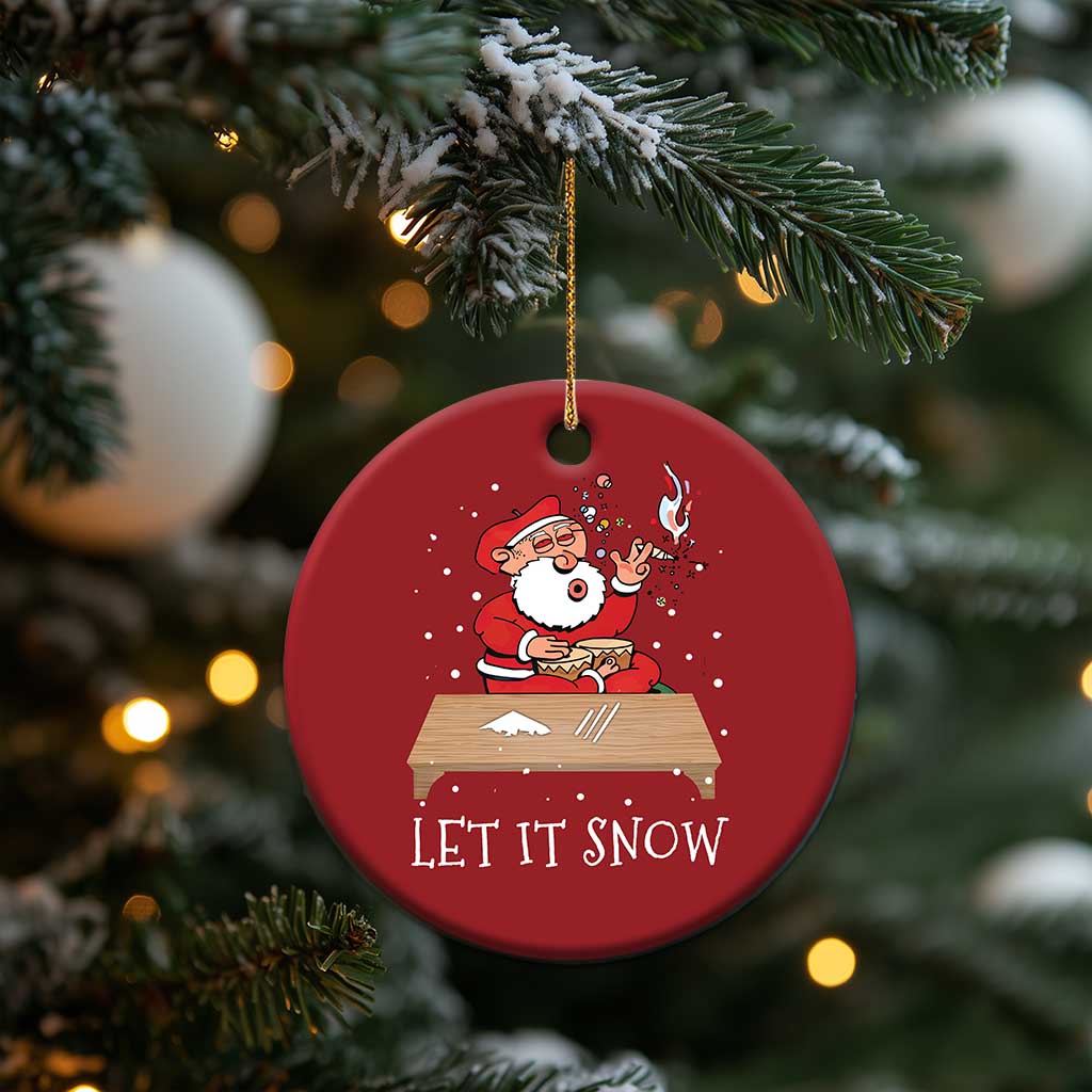 Funny Christmas Weed 420 Christmas Ornament Cocaine Let It Snow Naughty Santa Snorting TS09