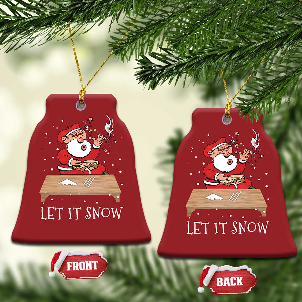 Funny Christmas Weed 420 Christmas Ornament Cocaine Let It Snow Naughty Santa Snorting TS09