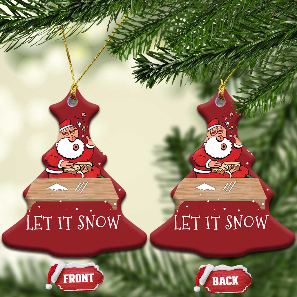 Funny Christmas Weed 420 Christmas Ornament Cocaine Let It Snow Naughty Santa Snorting TS09