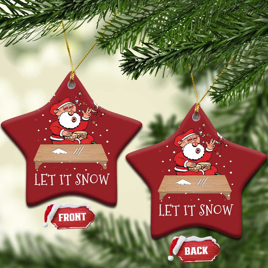 Funny Christmas Weed 420 Christmas Ornament Cocaine Let It Snow Naughty Santa Snorting TS09