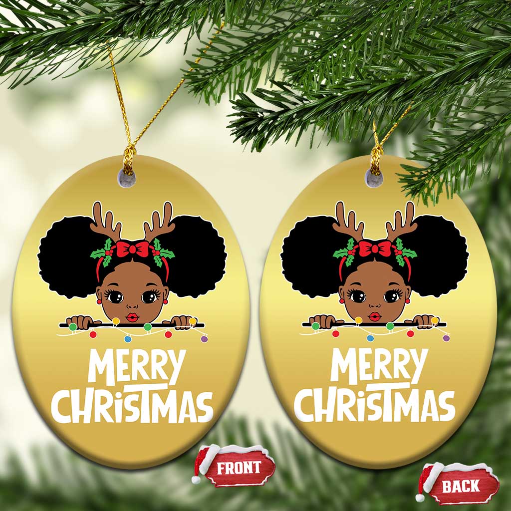 African American Xmas Christmas Ornament Cute Black Girl Kids Merry Christmas TS09
