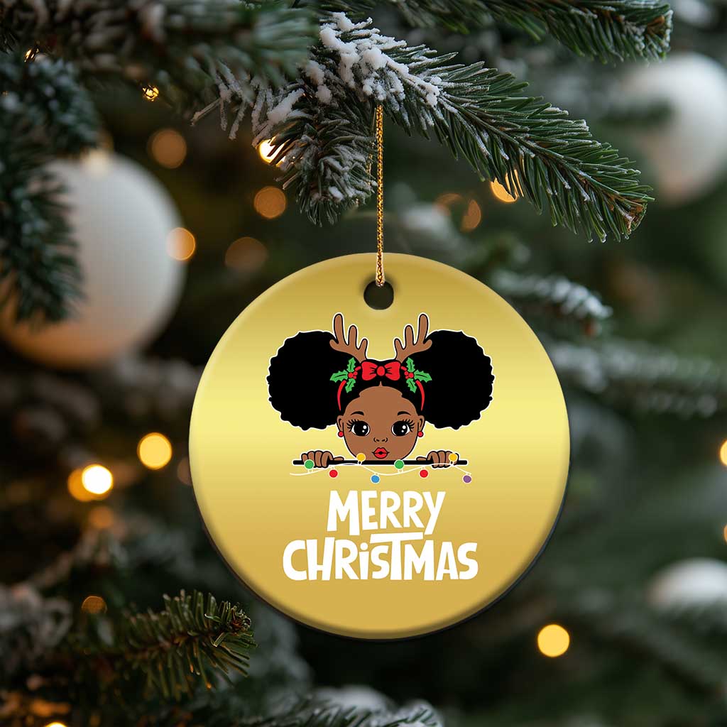 African American Xmas Christmas Ornament Cute Black Girl Kids Merry Christmas TS09