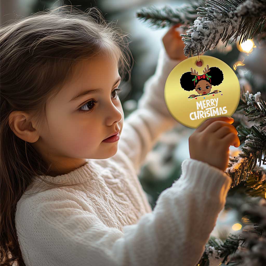 African American Xmas Christmas Ornament Cute Black Girl Kids Merry Christmas TS09