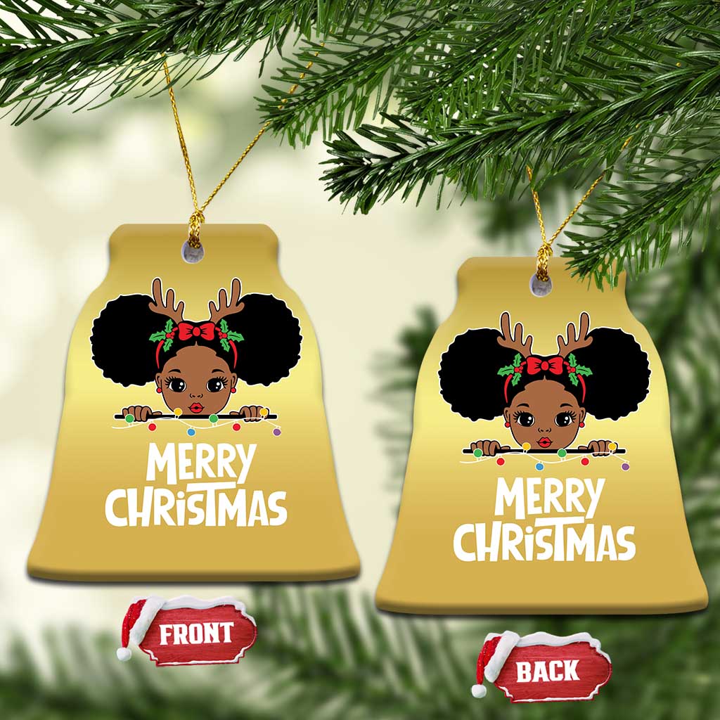 African American Xmas Christmas Ornament Cute Black Girl Kids Merry Christmas TS09