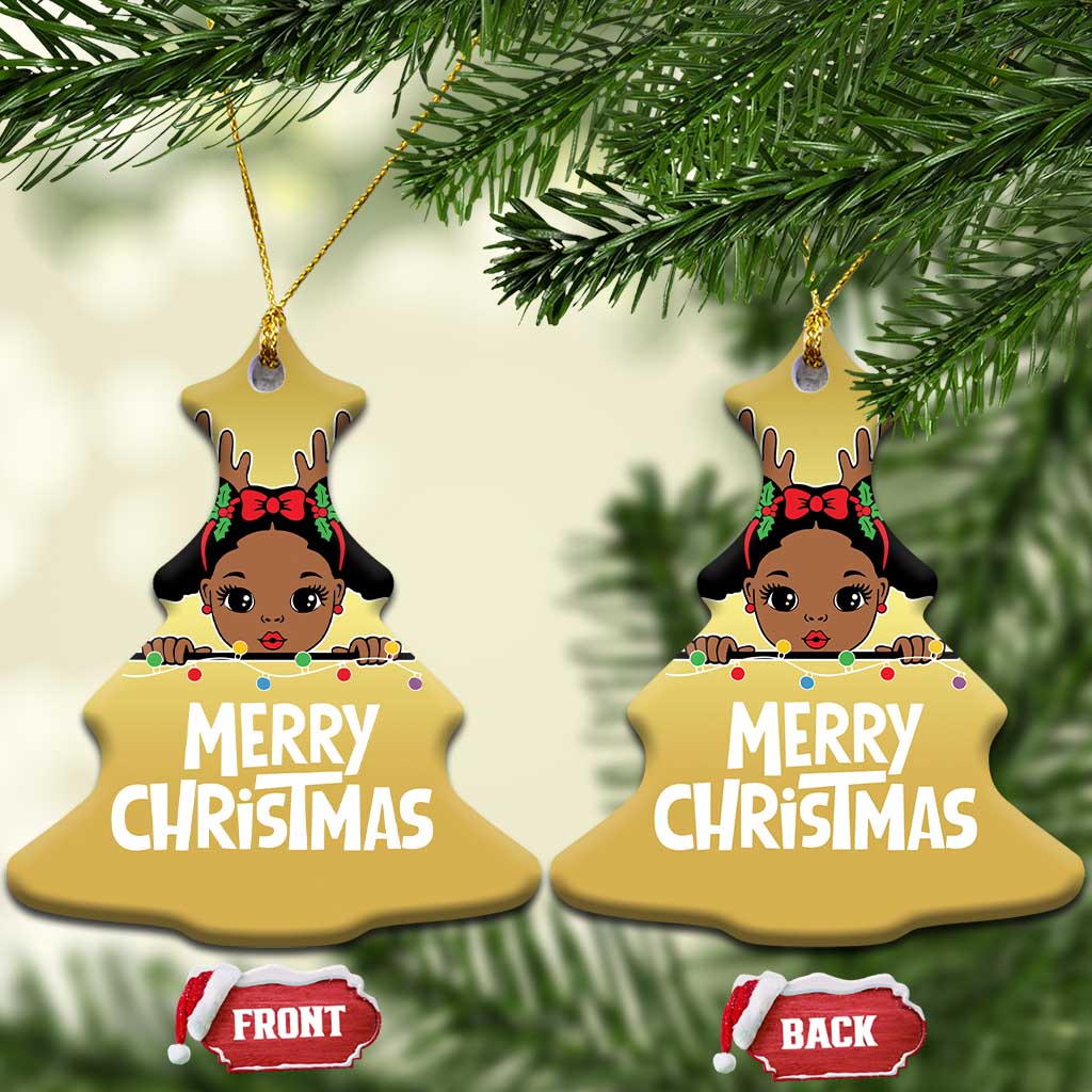 African American Xmas Christmas Ornament Cute Black Girl Kids Merry Christmas TS09