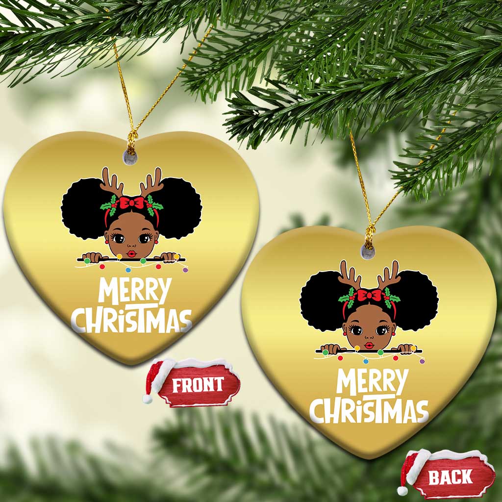 African American Xmas Christmas Ornament Cute Black Girl Kids Merry Christmas TS09