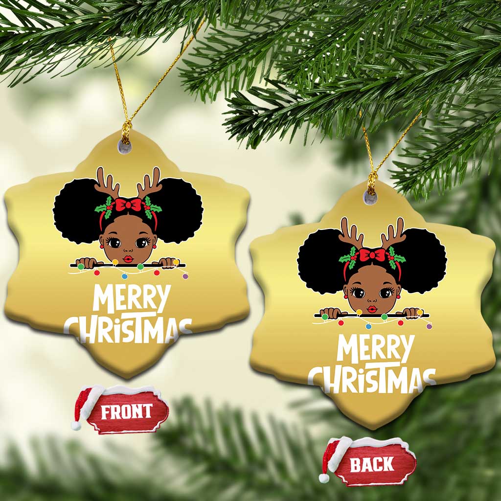 African American Xmas Christmas Ornament Cute Black Girl Kids Merry Christmas TS09