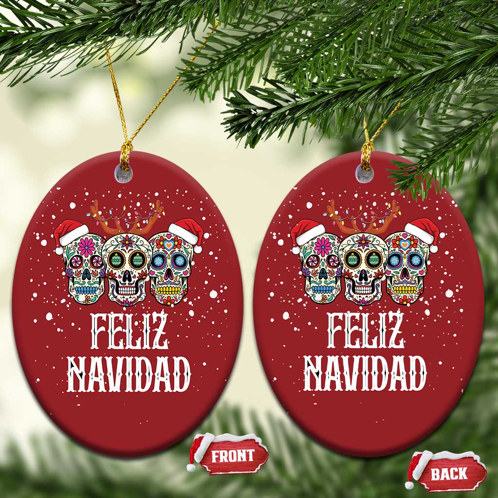 Christmas Mexico Feliz Navidad Christmas Ornament Mexican Sugar Skulls Reindeer Santa TS09