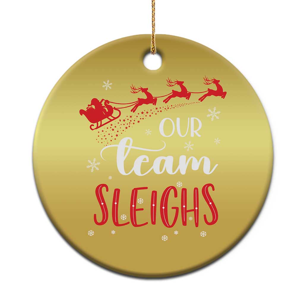 Xmas Santa Reindeer Our Team Sleigh Christmas Ornament TS09