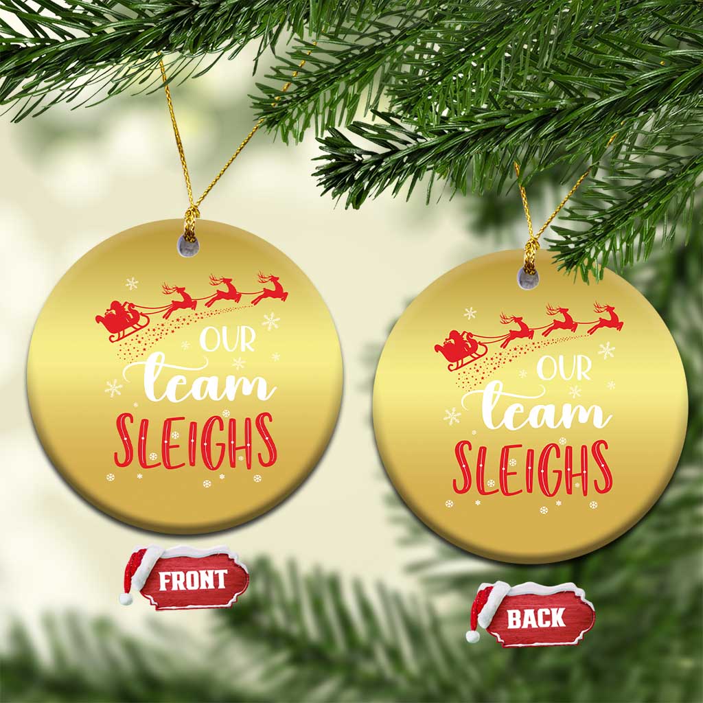 Xmas Santa Reindeer Our Team Sleigh Christmas Ornament TS09