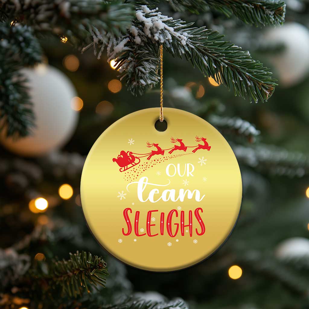 Xmas Santa Reindeer Our Team Sleigh Christmas Ornament TS09