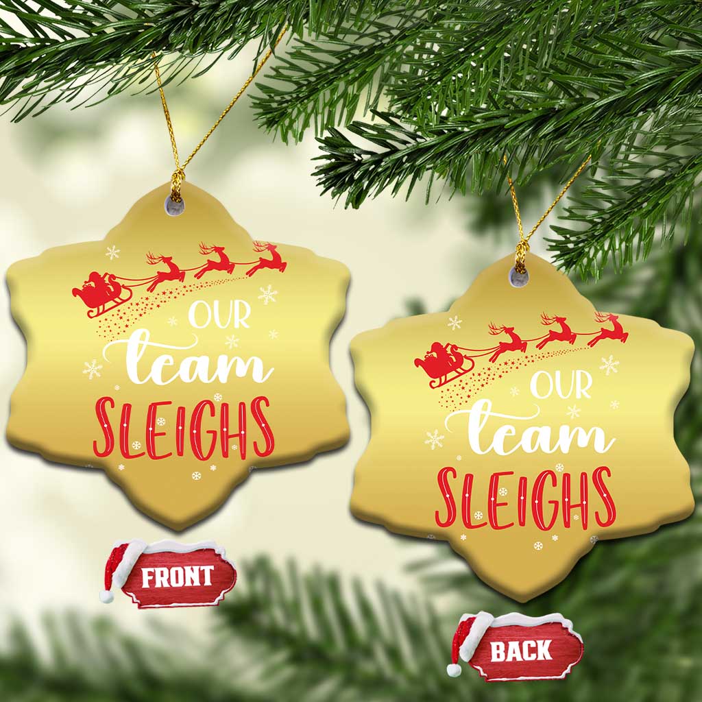 Xmas Santa Reindeer Our Team Sleigh Christmas Ornament TS09