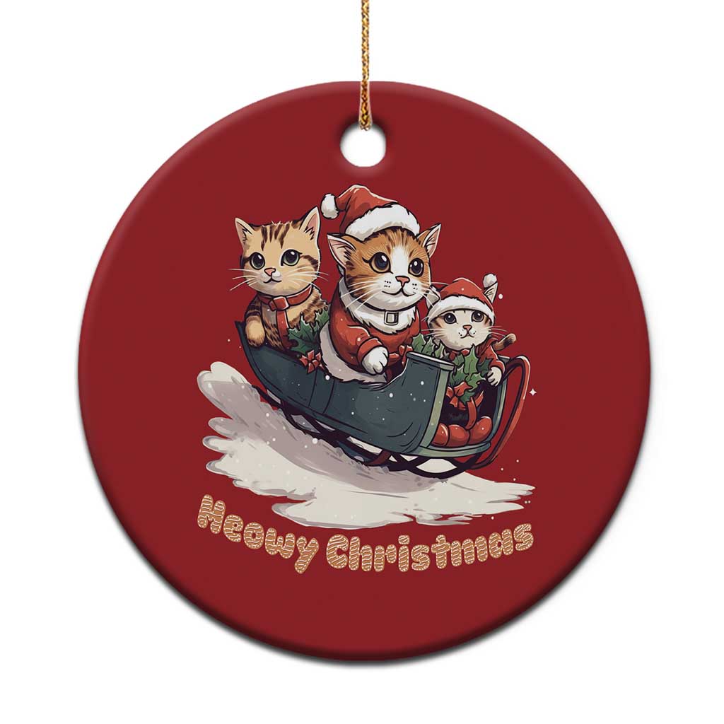 Meowy Christmas Cute Cat Sleigh Christmas Ornament TS09