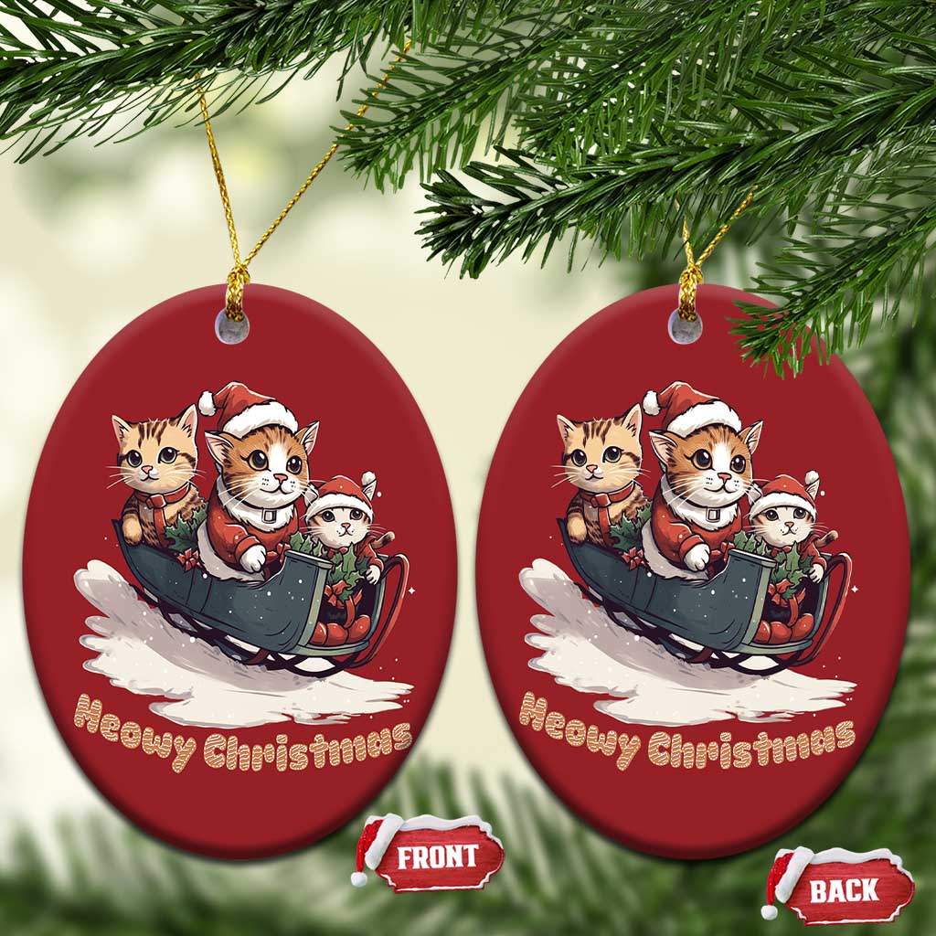 Meowy Christmas Cute Cat Sleigh Christmas Ornament TS09