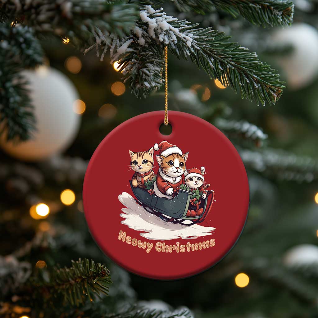 Meowy Christmas Cute Cat Sleigh Christmas Ornament TS09