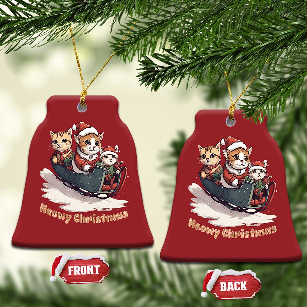 Meowy Christmas Cute Cat Sleigh Christmas Ornament TS09
