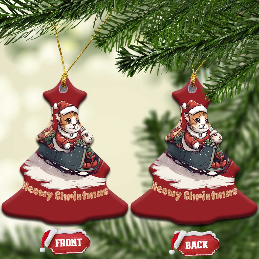 Meowy Christmas Cute Cat Sleigh Christmas Ornament TS09