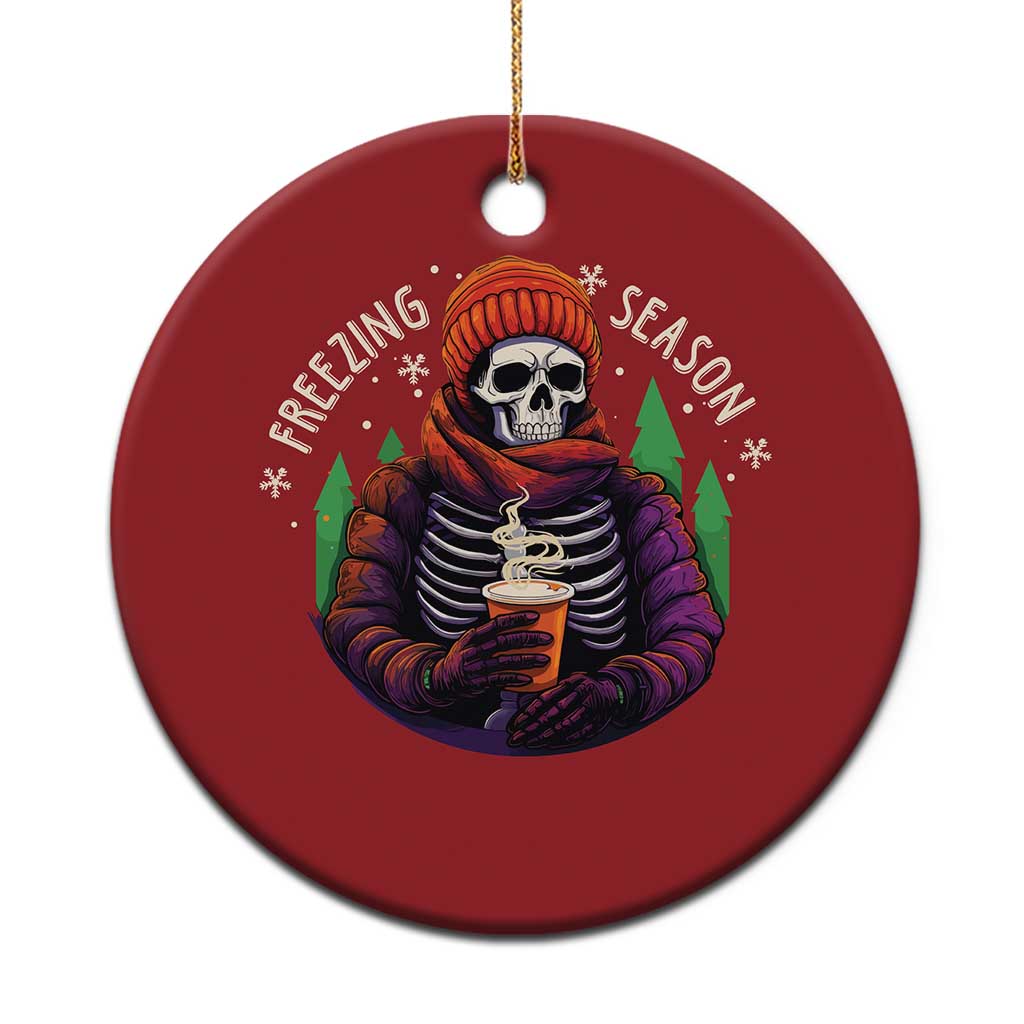Funny Xmas Christmas Ornament Freezing Season Skeleton Chillin' Hot Cocoa TS09