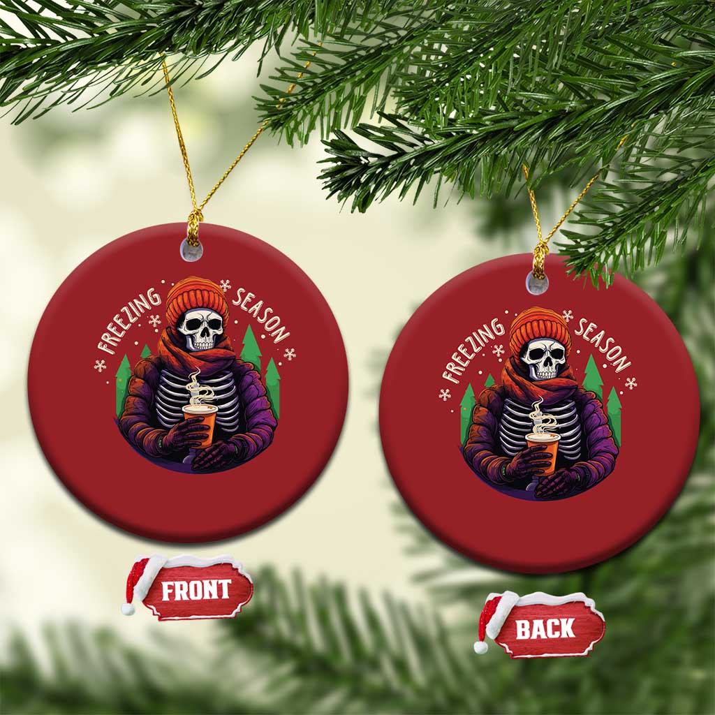 Funny Xmas Christmas Ornament Freezing Season Skeleton Chillin' Hot Cocoa TS09