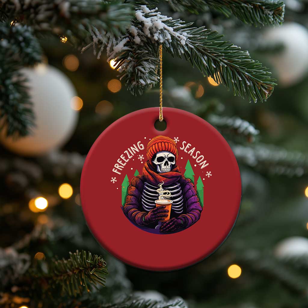 Funny Xmas Christmas Ornament Freezing Season Skeleton Chillin' Hot Cocoa TS09