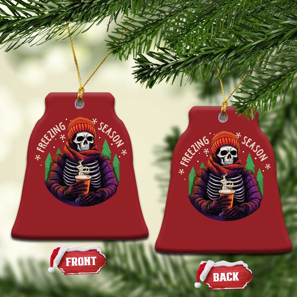 Funny Xmas Christmas Ornament Freezing Season Skeleton Chillin' Hot Cocoa TS09