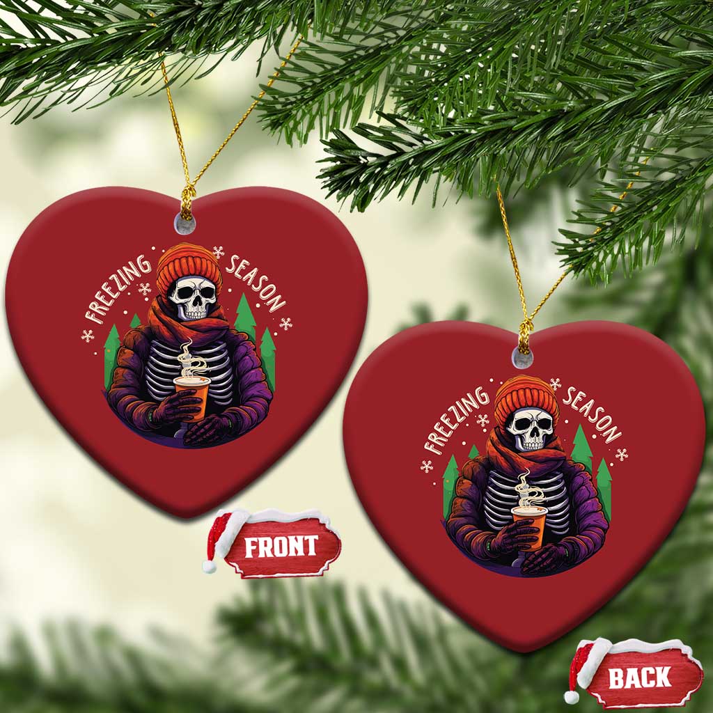 Funny Xmas Christmas Ornament Freezing Season Skeleton Chillin' Hot Cocoa TS09