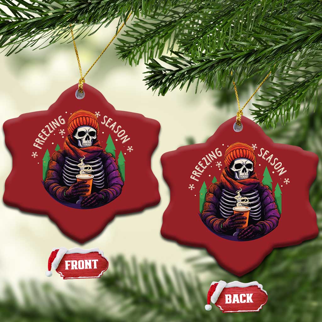 Funny Xmas Christmas Ornament Freezing Season Skeleton Chillin' Hot Cocoa TS09