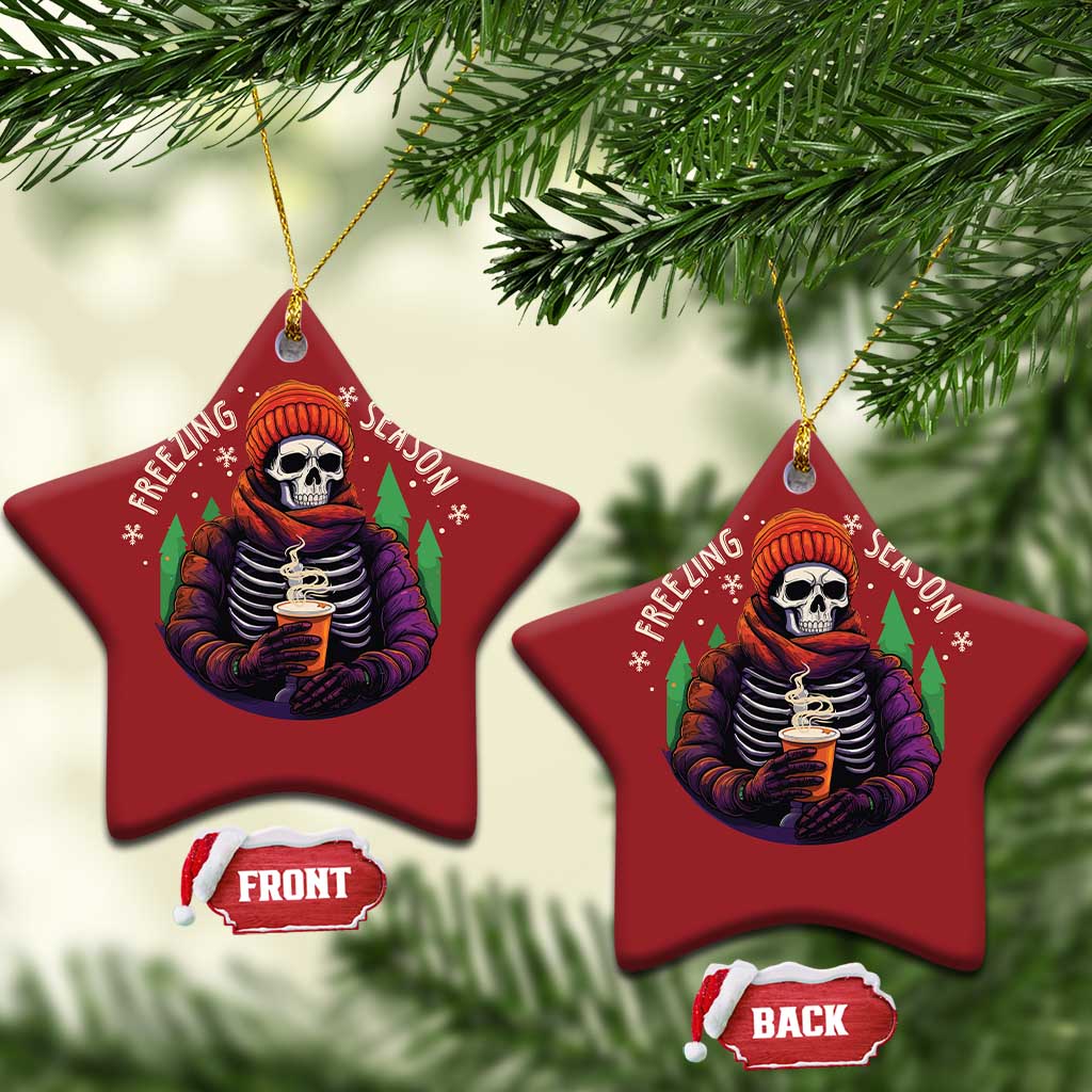 Funny Xmas Christmas Ornament Freezing Season Skeleton Chillin' Hot Cocoa TS09