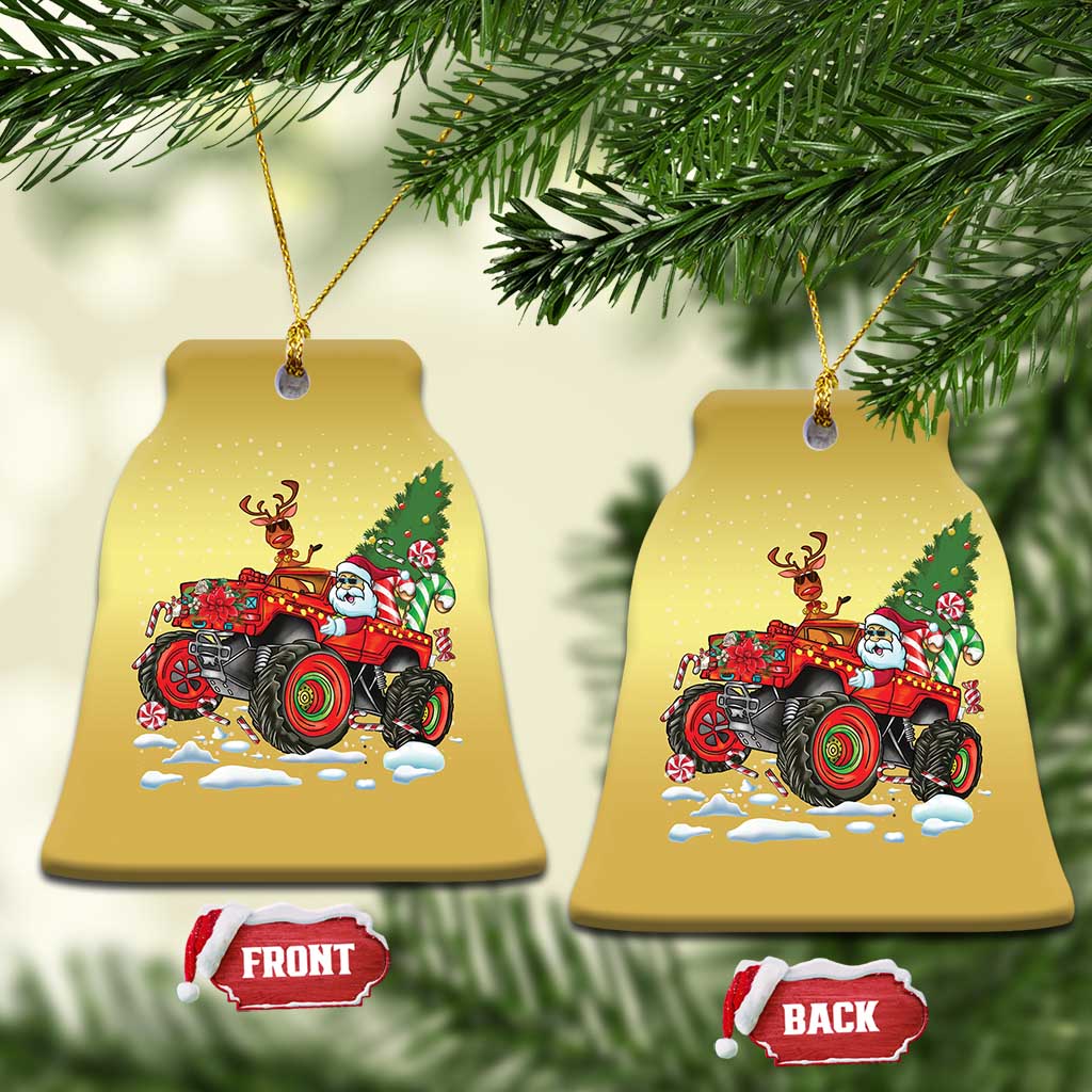 Funny Xmas Christmas Ornament Santa Reindeer Riding Monster Truck TS09