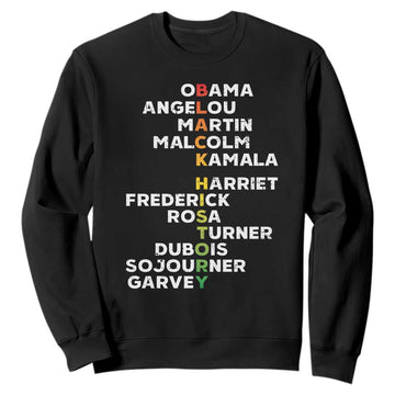 Black History Leaders Sweatshirt Martin Malcolm Harriet Obama TS09