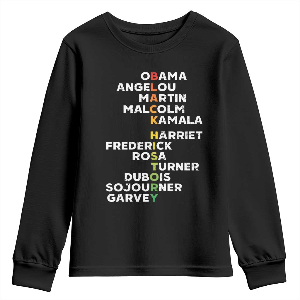 Black History Leaders Youth Sweatshirt Martin Malcolm Harriet Obama TS09