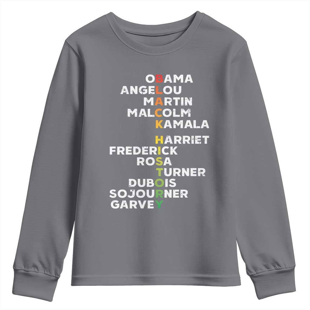 Black History Leaders Youth Sweatshirt Martin Malcolm Harriet Obama TS09