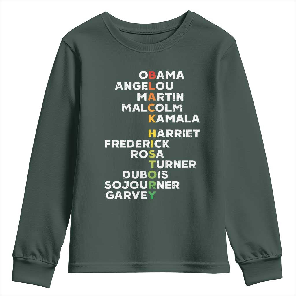 Black History Leaders Youth Sweatshirt Martin Malcolm Harriet Obama TS09