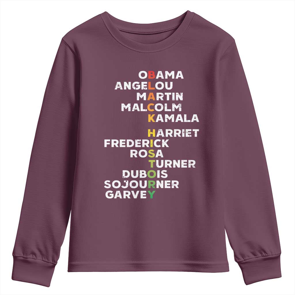 Black History Leaders Youth Sweatshirt Martin Malcolm Harriet Obama TS09