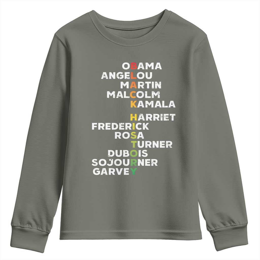 Black History Leaders Youth Sweatshirt Martin Malcolm Harriet Obama TS09