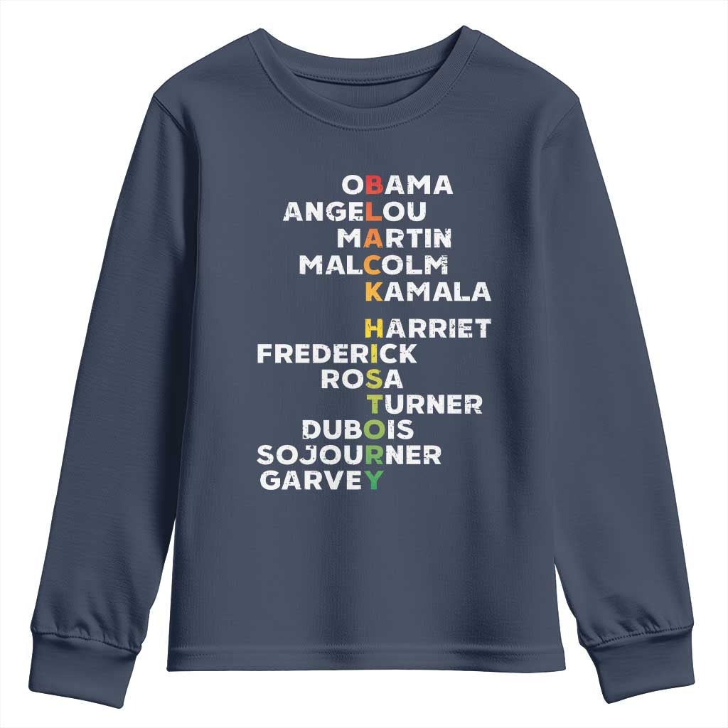 Black History Leaders Youth Sweatshirt Martin Malcolm Harriet Obama TS09