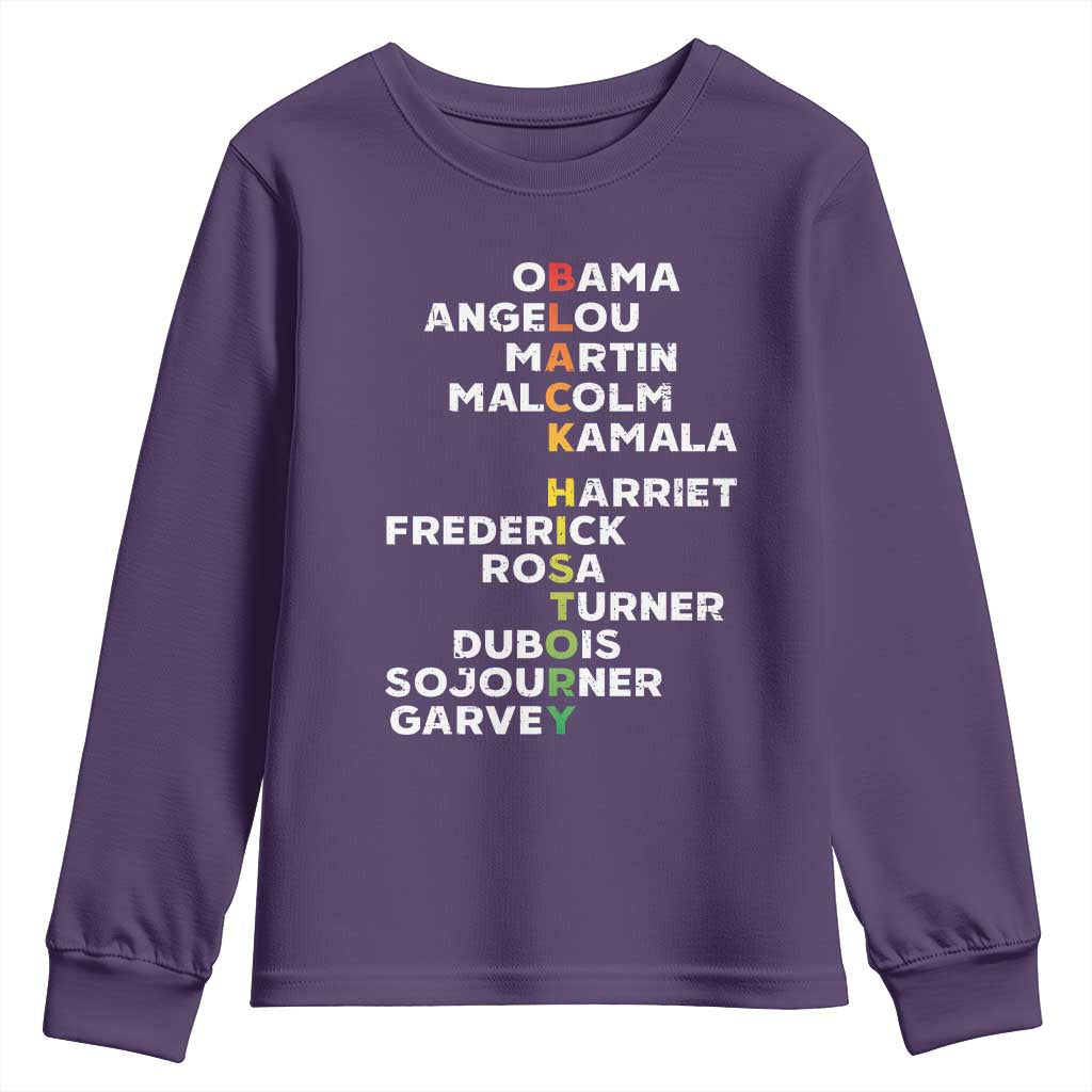 Black History Leaders Youth Sweatshirt Martin Malcolm Harriet Obama TS09