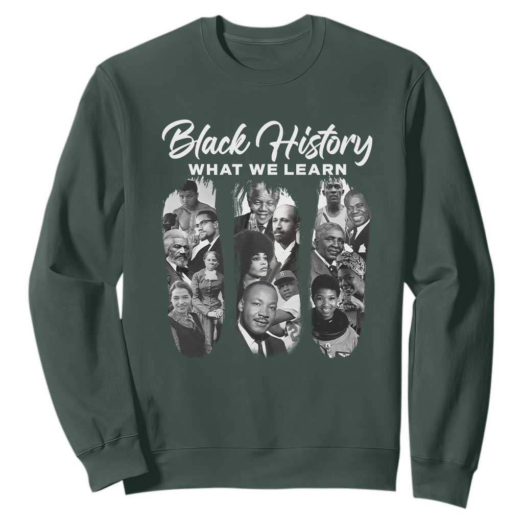 What We Learn From Black History Sweatshirt Martin Malcolm Rosa Frederick Harriet Angela TS09