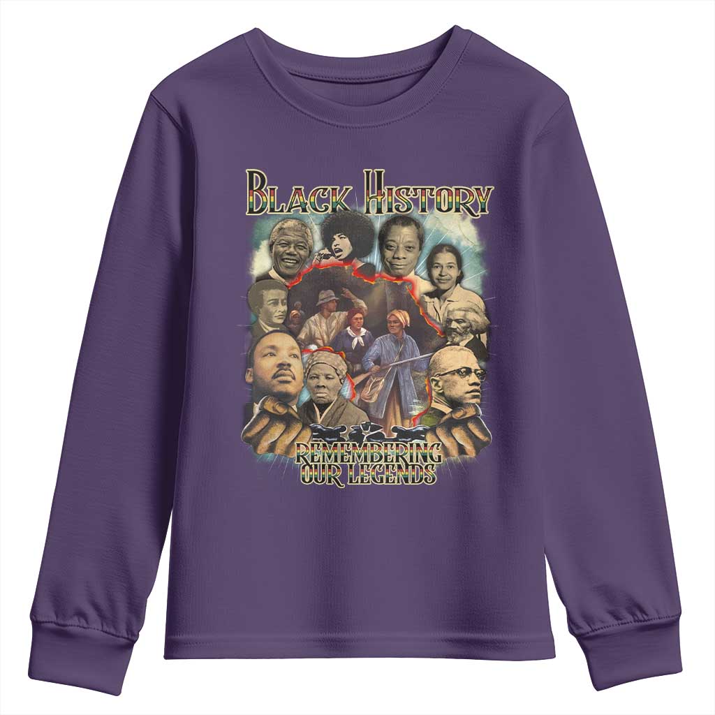 Black History Youth Sweatshirt Remembering Our Legends Martin Malcolm Rosa Harriet Frederick TS09