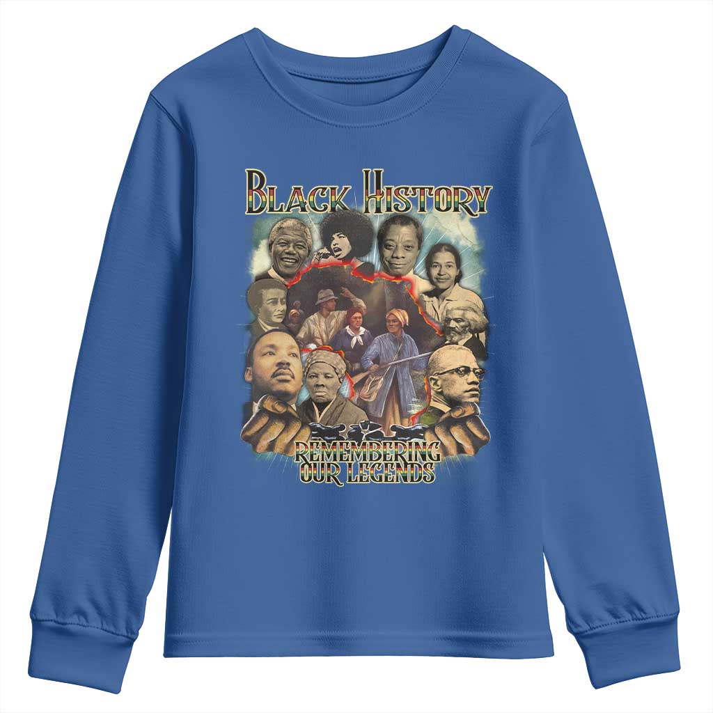 Black History Youth Sweatshirt Remembering Our Legends Martin Malcolm Rosa Harriet Frederick TS09