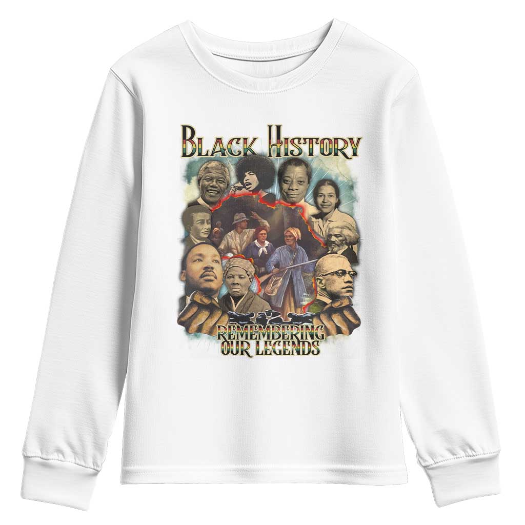 Black History Youth Sweatshirt Remembering Our Legends Martin Malcolm Rosa Harriet Frederick TS09