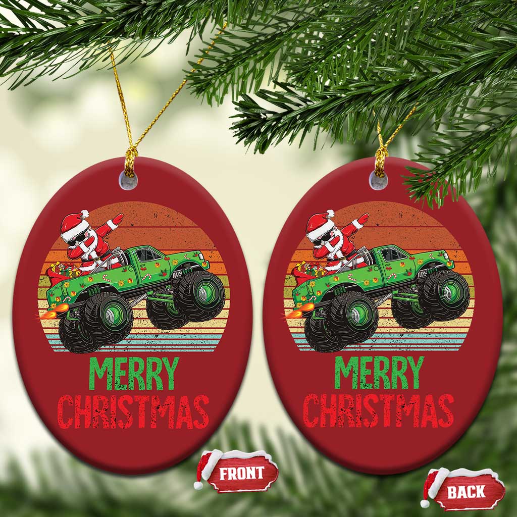 Merry Christmas Santa Monster Truck Dabbing Christmas Ornament TS09