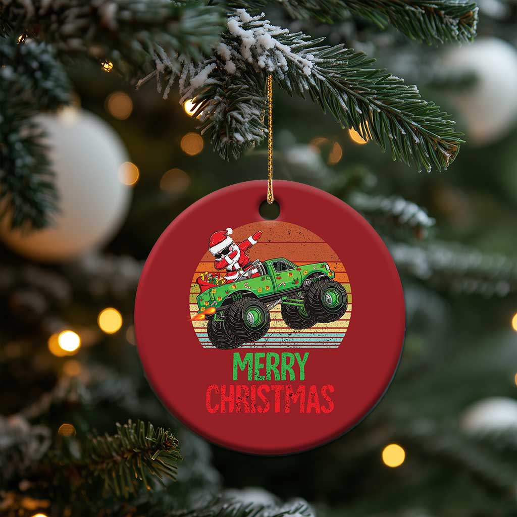 Merry Christmas Santa Monster Truck Dabbing Christmas Ornament TS09