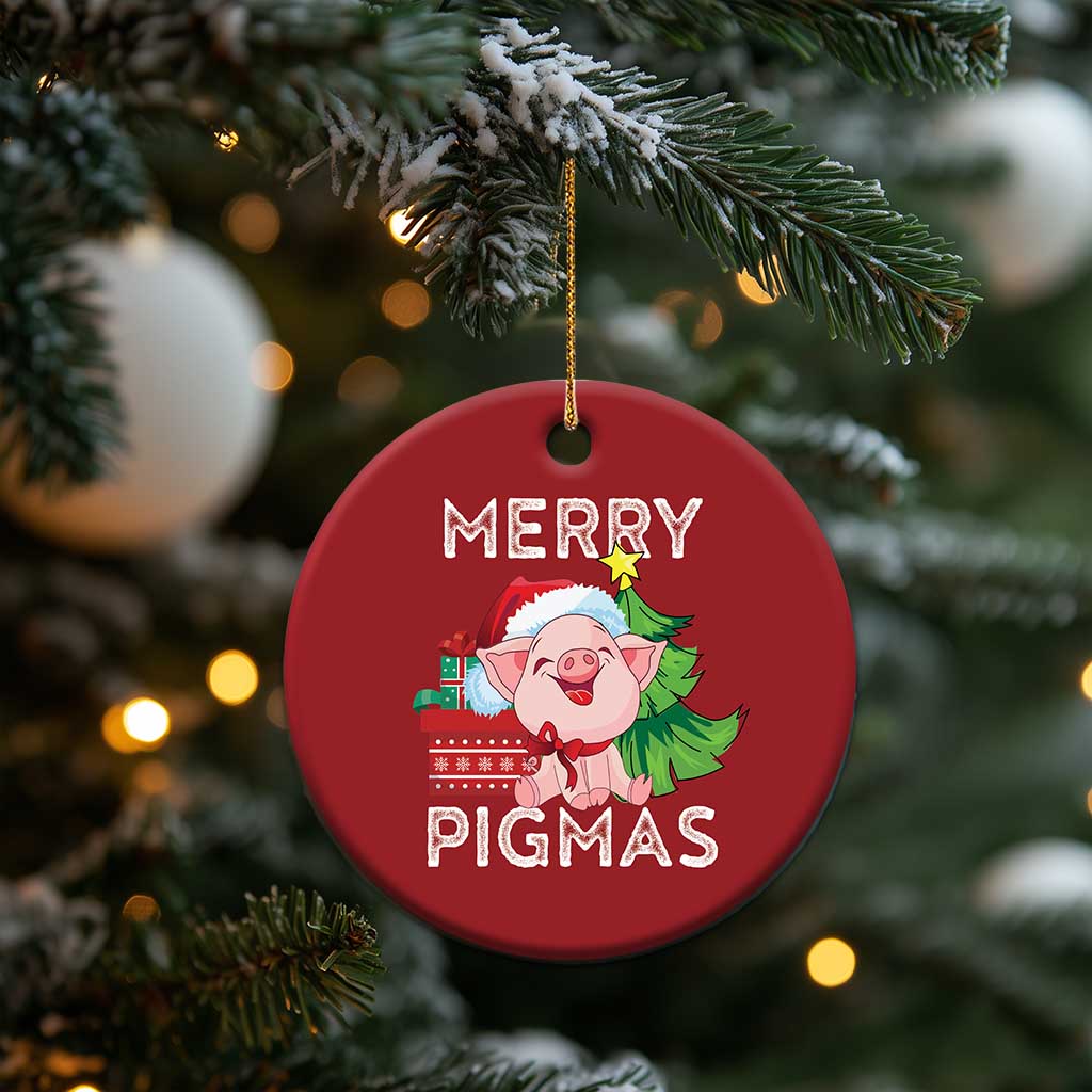 Merry Pigmas Cute Pig Santa Xmas Farmer Christmas Ornament TS09