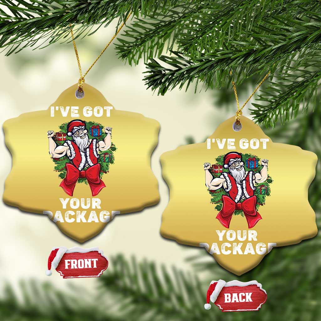 Funny Xmas Christmas Ornament I've Got Your Package Santa Gymer TS09